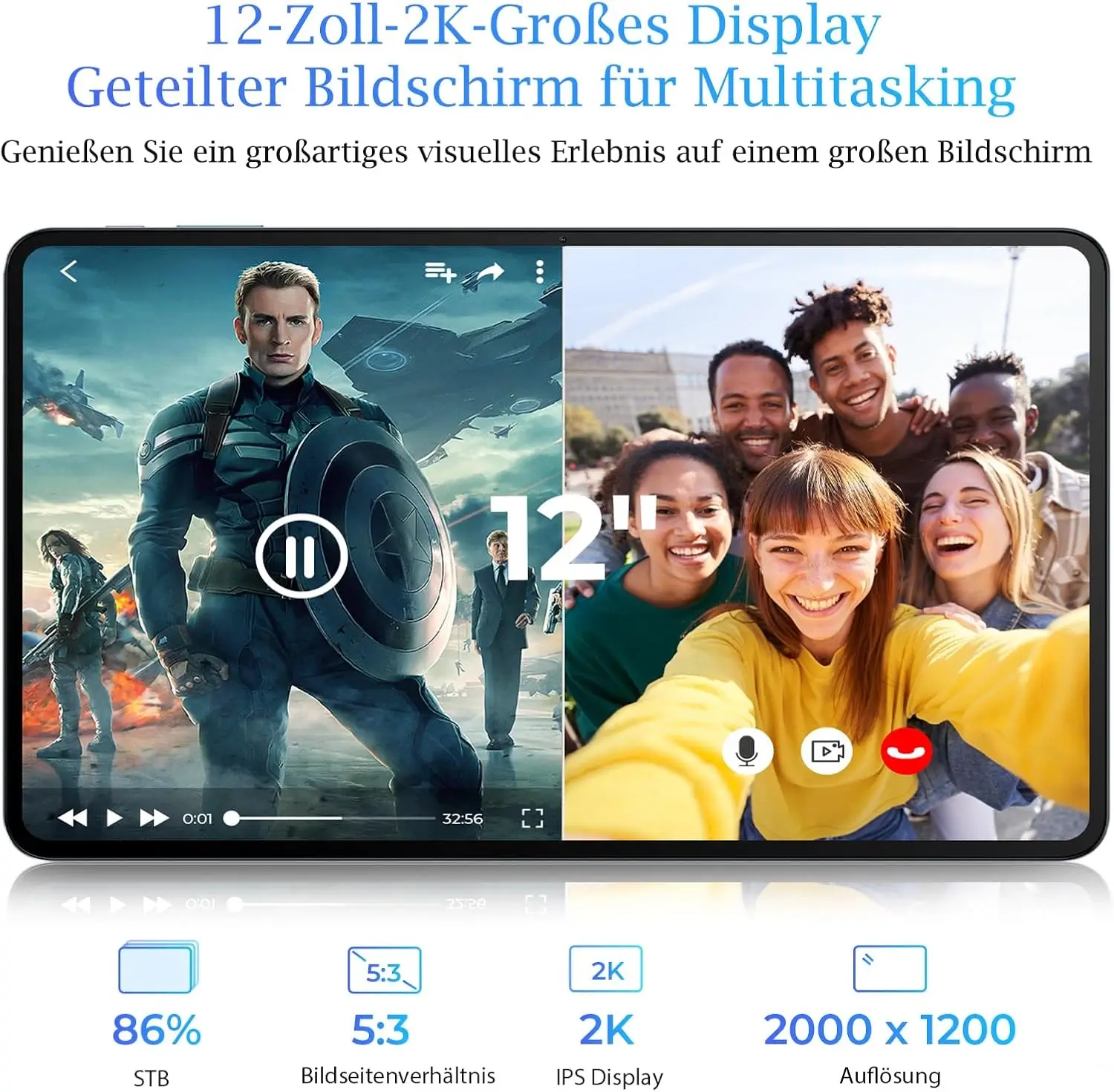 Oukitel OT5 12-Zoll 2K Display 11000mAh Akku Android 13 Tablet mit Stylus (36+256GB) - Image 5