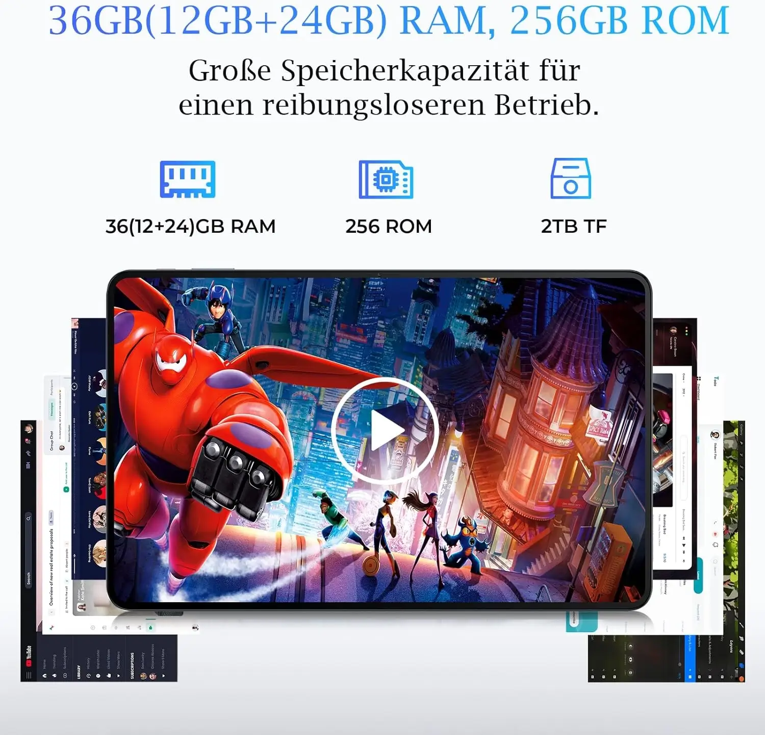 Oukitel OT5 12-Zoll 2K Display 11000mAh Akku Android 13 Tablet mit Stylus (36+256GB) - Image 7