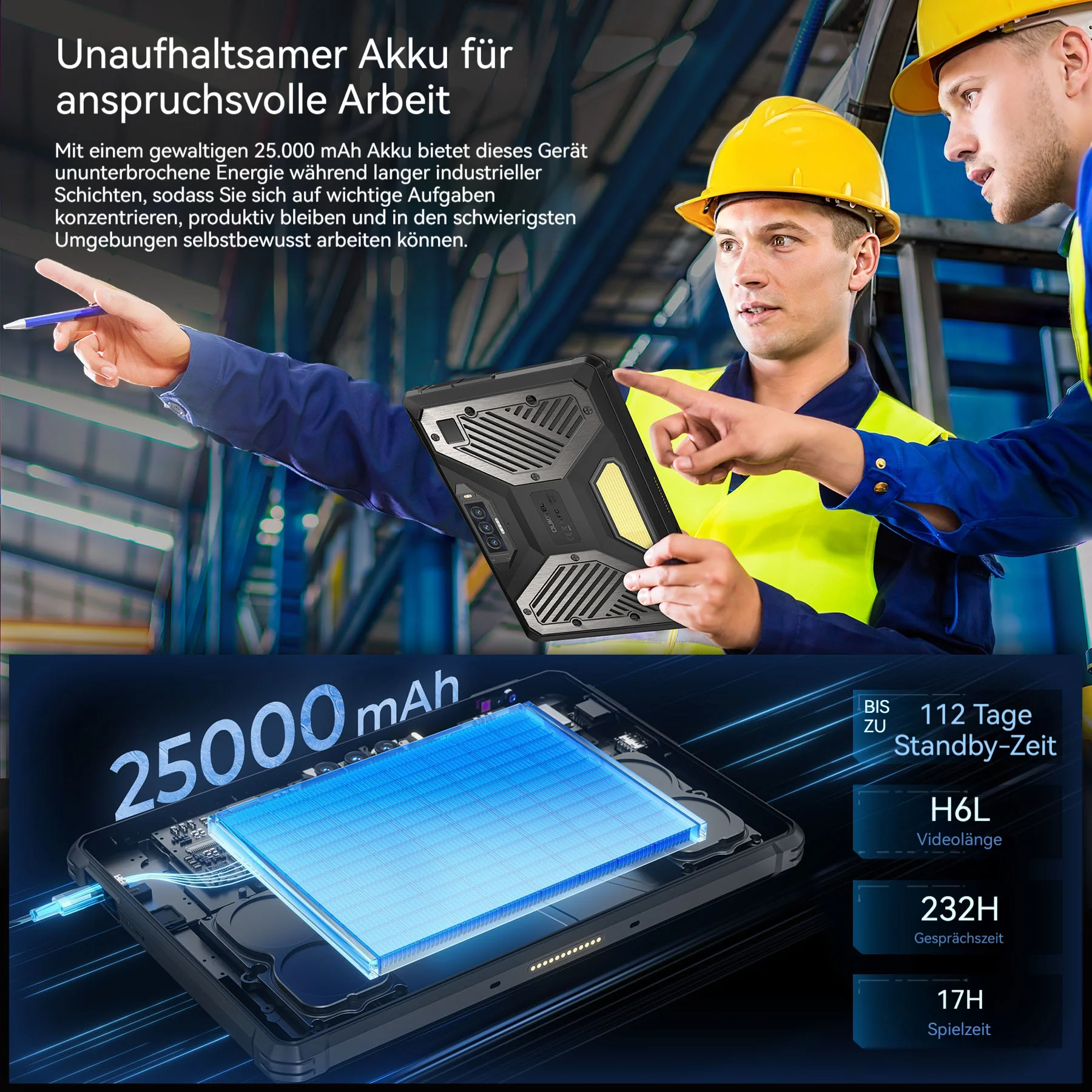 OUKITEL RT10 Industry 5G Rugged Tablet – 11-Zoll-Display, Dimensity 7400X, 25.000-mAh-Akku, 64-MP-Kamera, Android 15 (12 GB + 512 GB) - Image 9