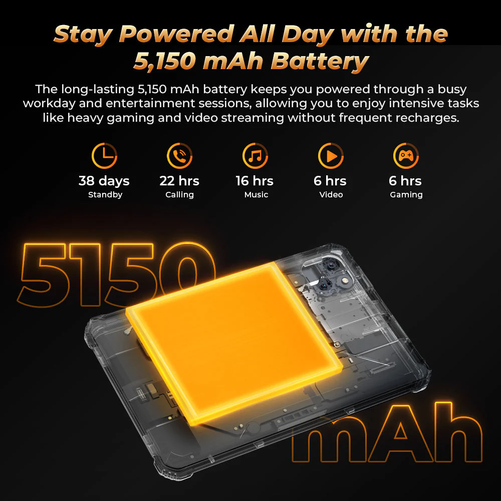 OUKITEL RT3 PRO Rugged Tablet 8-inch 5150 mAh Battery Android 14 NFC - Image 10