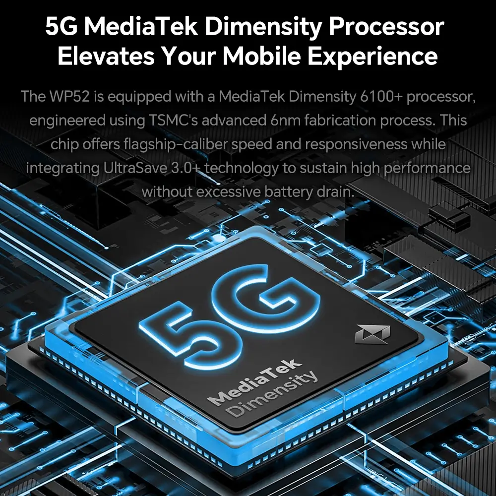 Oukitel WP52 Extrem dünnes 12mm 5G robustes Smartphone mit 6500mAh Akku (16GB+256GB). - Image 10