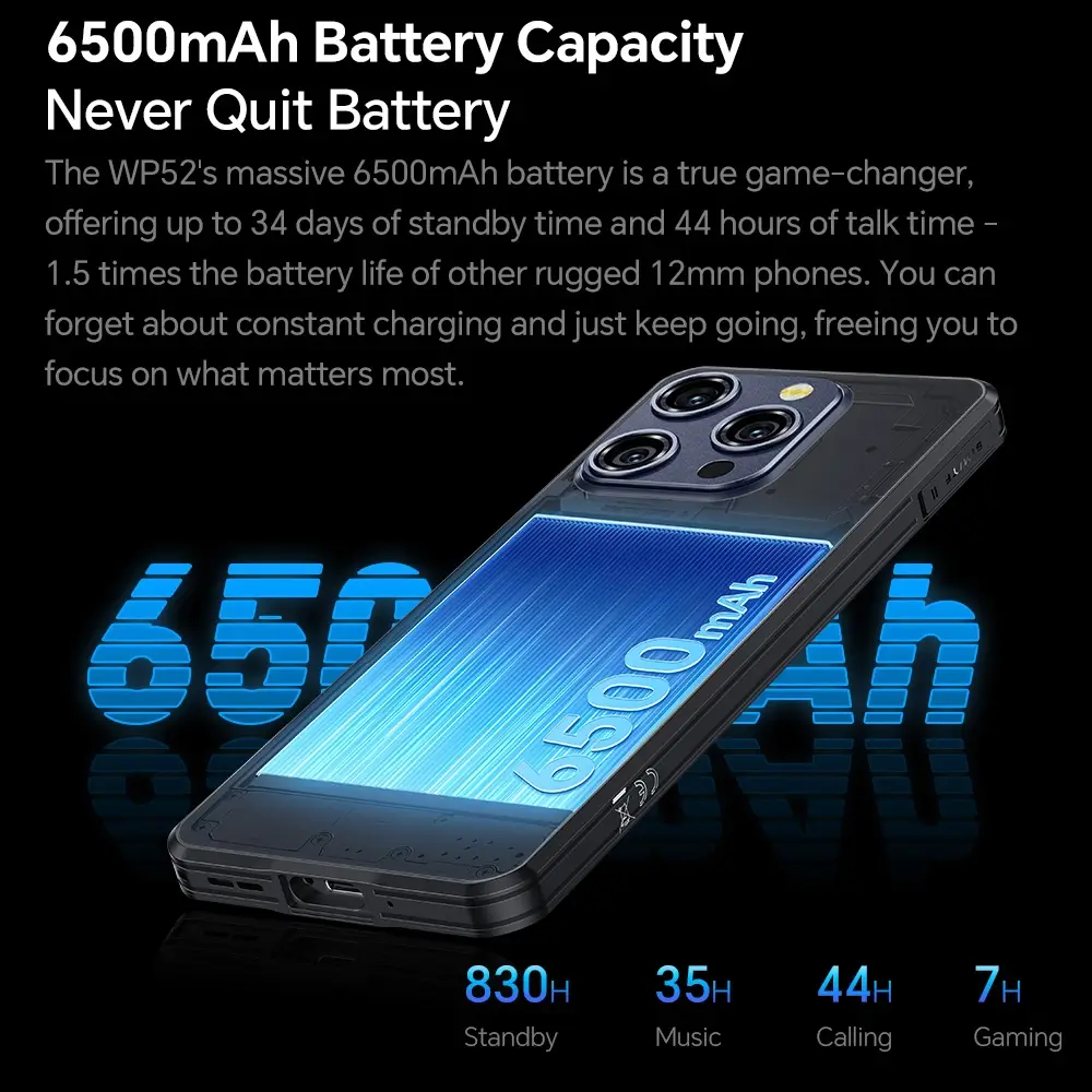 Oukitel WP52 Extrem dünnes 12mm 5G robustes Smartphone mit 6500mAh Akku (16GB+256GB). - Image 4