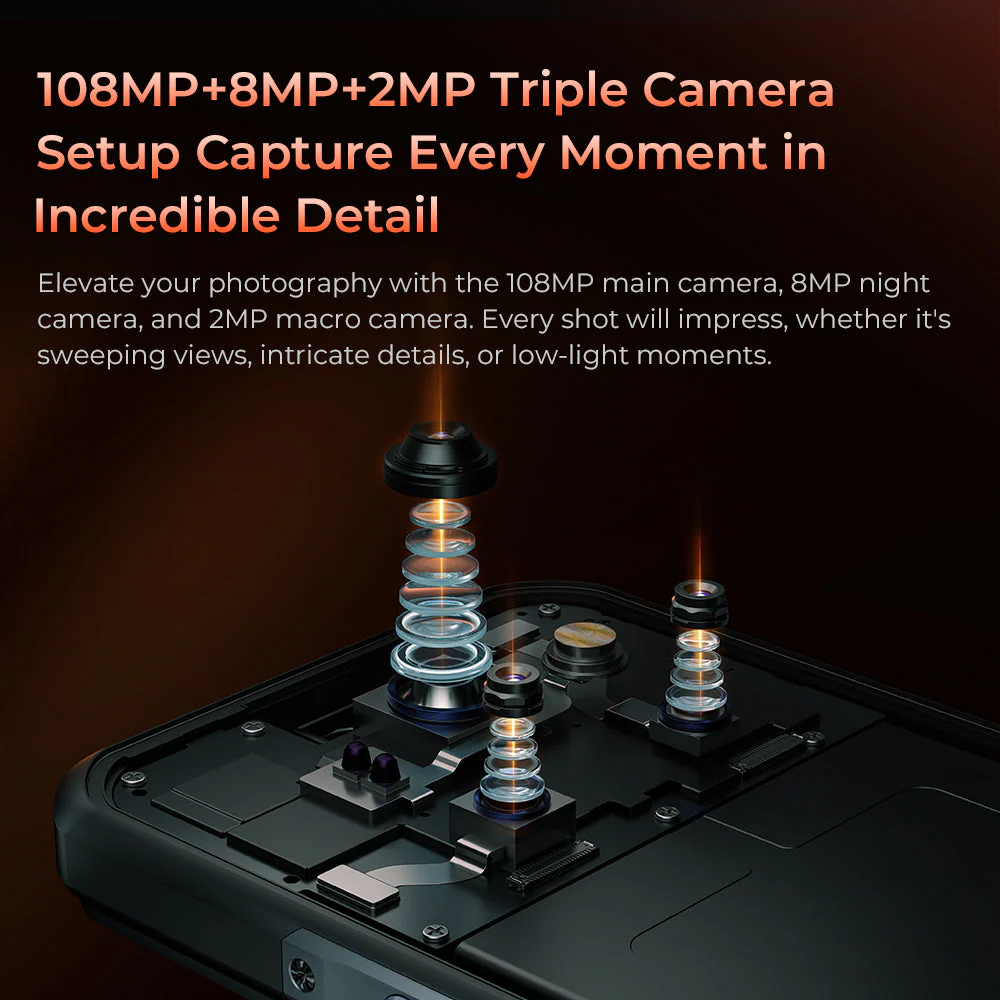 Oukitel WP55 5G Rugged Phone 6.6'' HD+ Display 11000mAh Big Battery 108MP Camera Android 15(12GB+256GB NFC) - Image 4