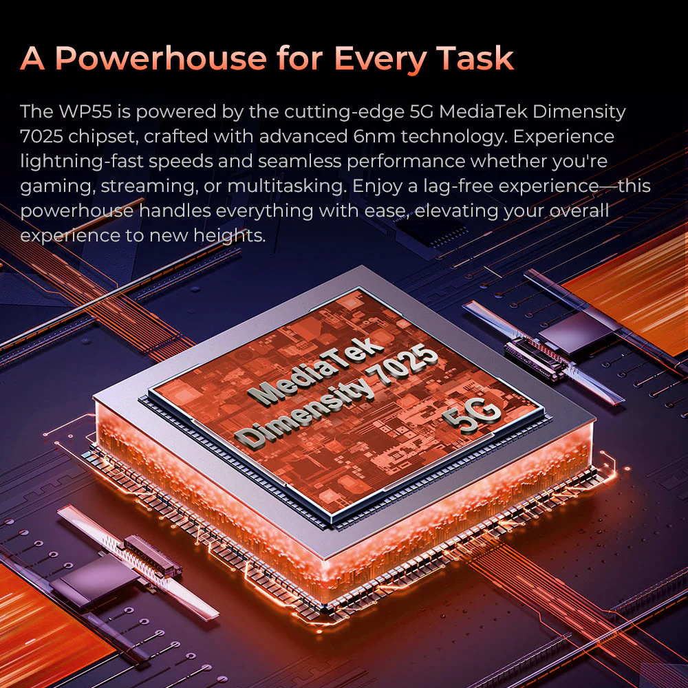 Oukitel WP55 5G Rugged Phone 6.6'' HD+ Display 11000mAh Big Battery 108MP Camera Android 15(12GB+256GB NFC) - Image 8